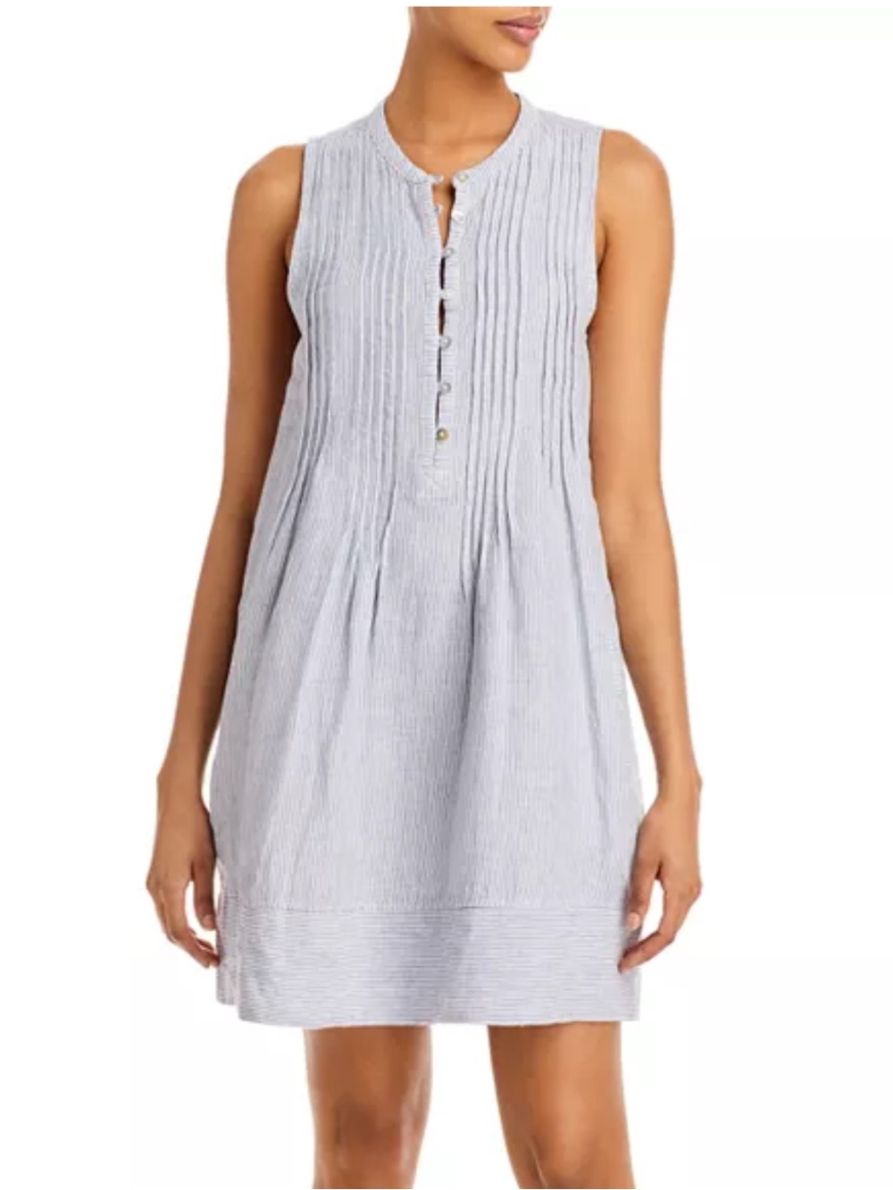 Faherty Isha 100% Linen Dress Blue Mini Stripe, Size XS